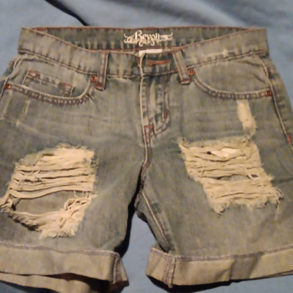 Nwot cuffed Jean shorts with see through rips